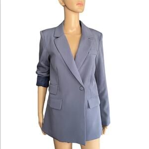 NWT Missguided Blazer Women 4 Business Career Corporate Longline Two-Button Blue